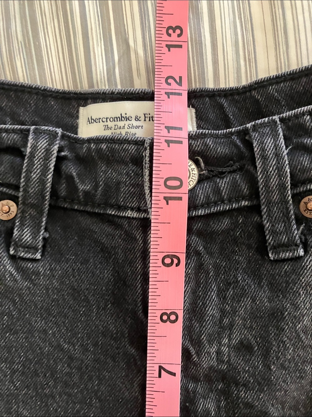 ABERCROMBIE & FITCH The Dad Shorts High Rise Black Wash Denim Size 25/0 - Picture 8 of 11